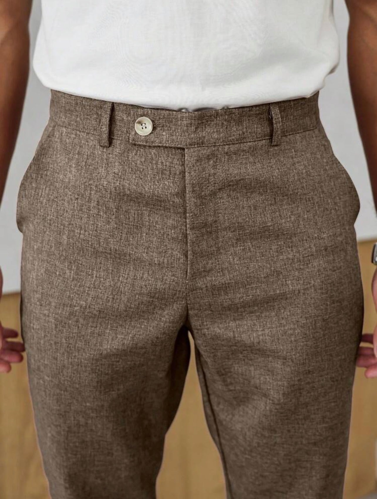 Men’s Minimalist Tapered Suit Pants – Casual Commuter Formal Trousers