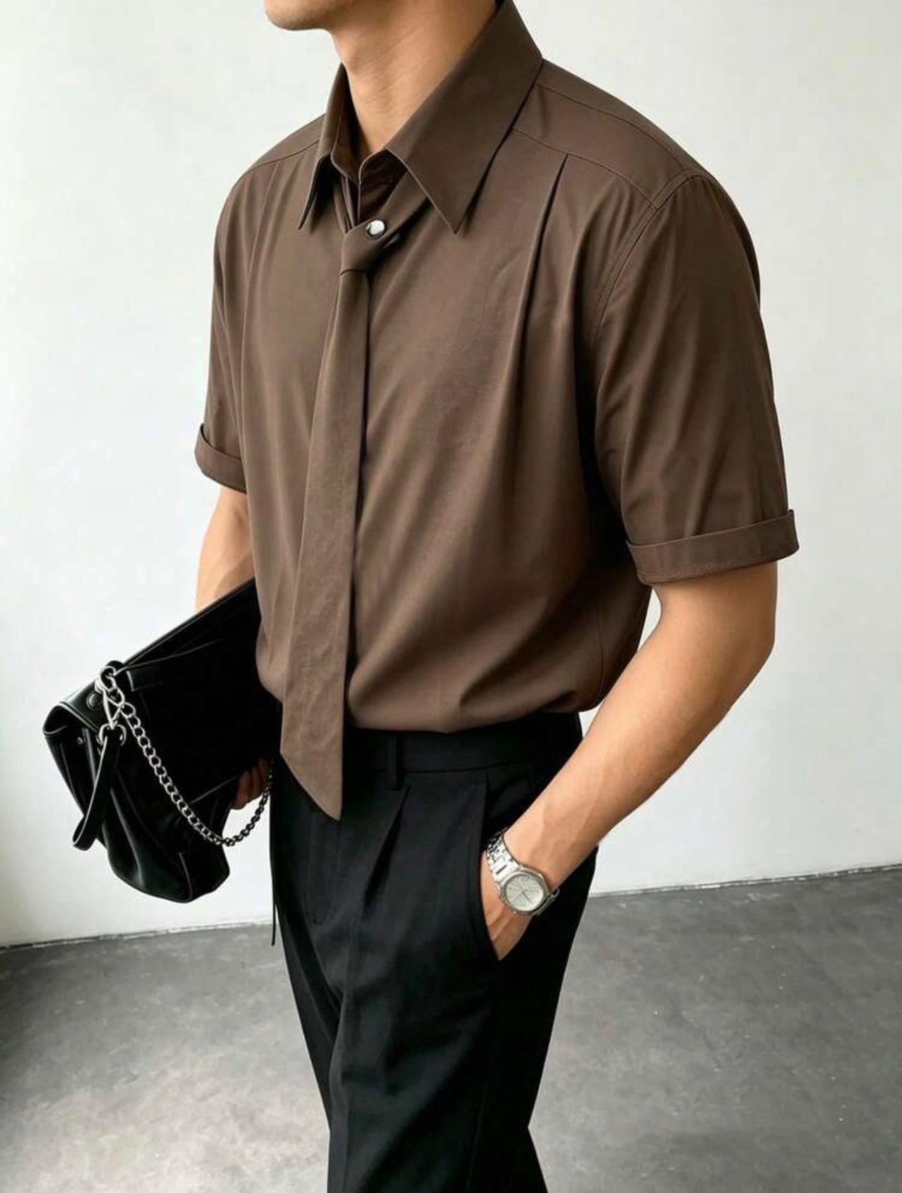 Men’s Solid Color Minimalist Short Sleeve Casual Top – Basic T-Shirt