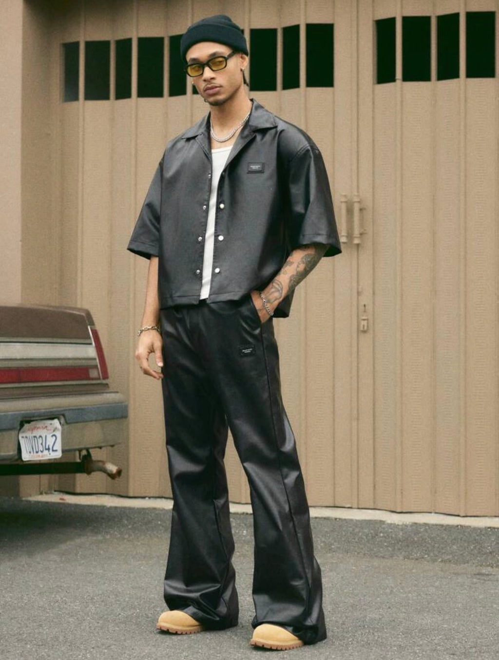 Men’s Graphic Print Button-Front Short Sleeve Shirt & Pants Two-Piece Co-Ord Set – Casual Outfit