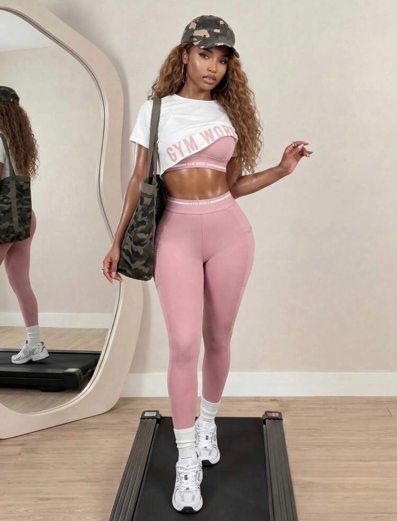 Women’s Letter Print Short Sleeve Top & Pants Workout Set