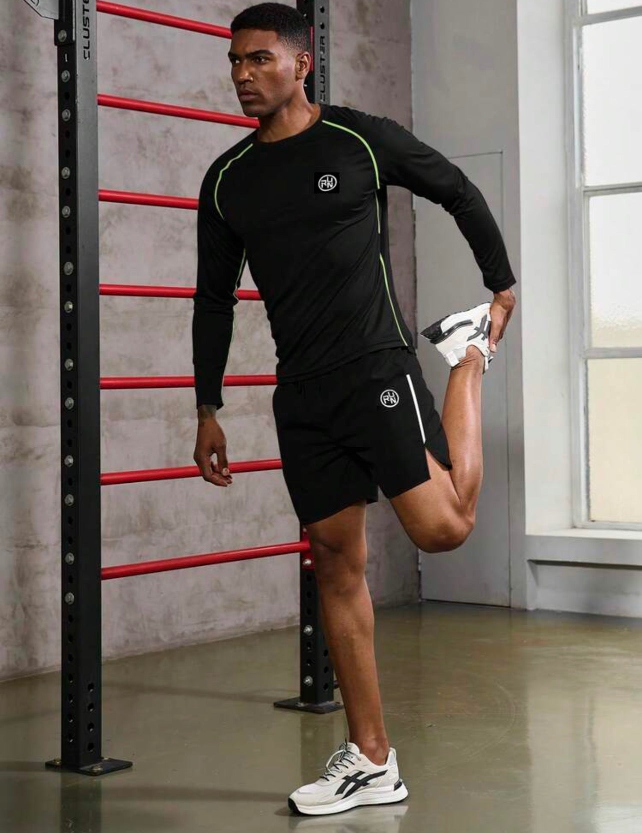 Men’s Contrast Panel Athletic T-Shirt & Shorts Boyfriend-Style Sports Set