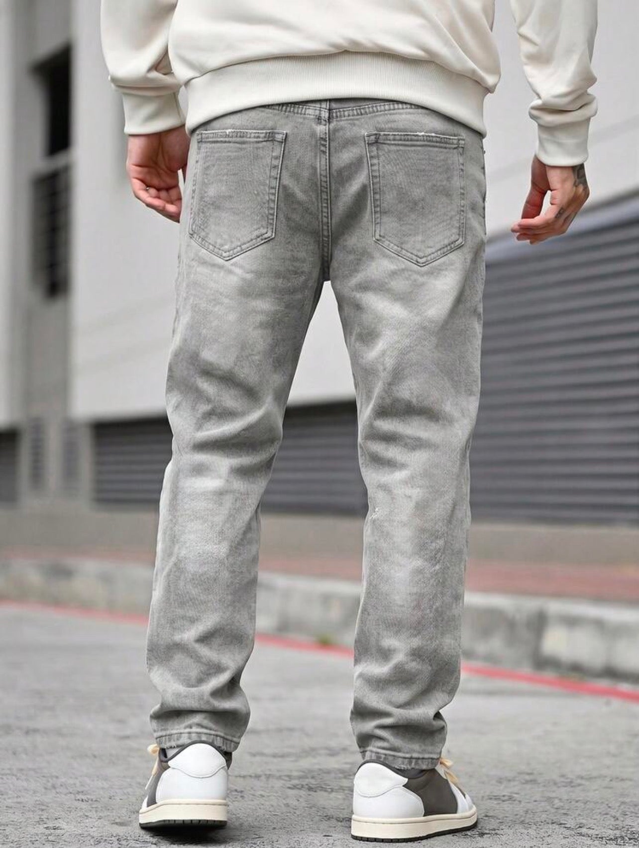 Men’s Straight Leg Distressed Jeans – Casual Outdoor Denim Pants