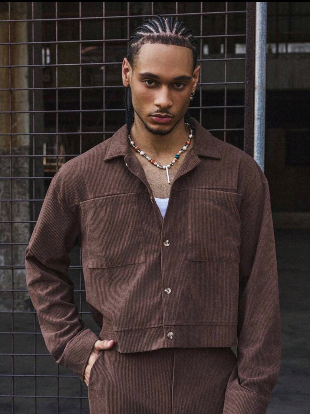 Men’s Long Sleeve Single-Breasted Shirt & Wide-Leg Pants Two-Piece Casual Suit