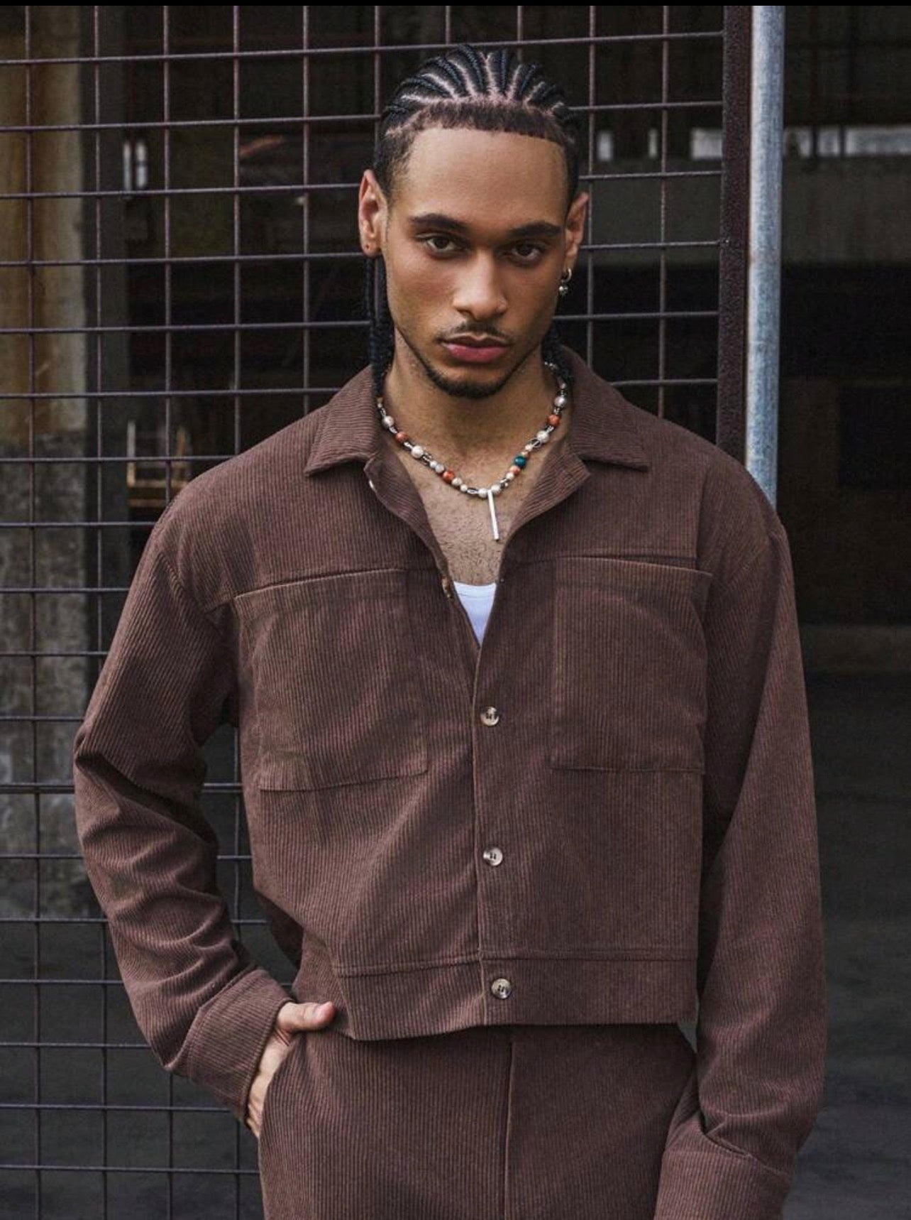 Men’s Long Sleeve Single-Breasted Shirt & Wide-Leg Pants Two-Piece Casual Suit