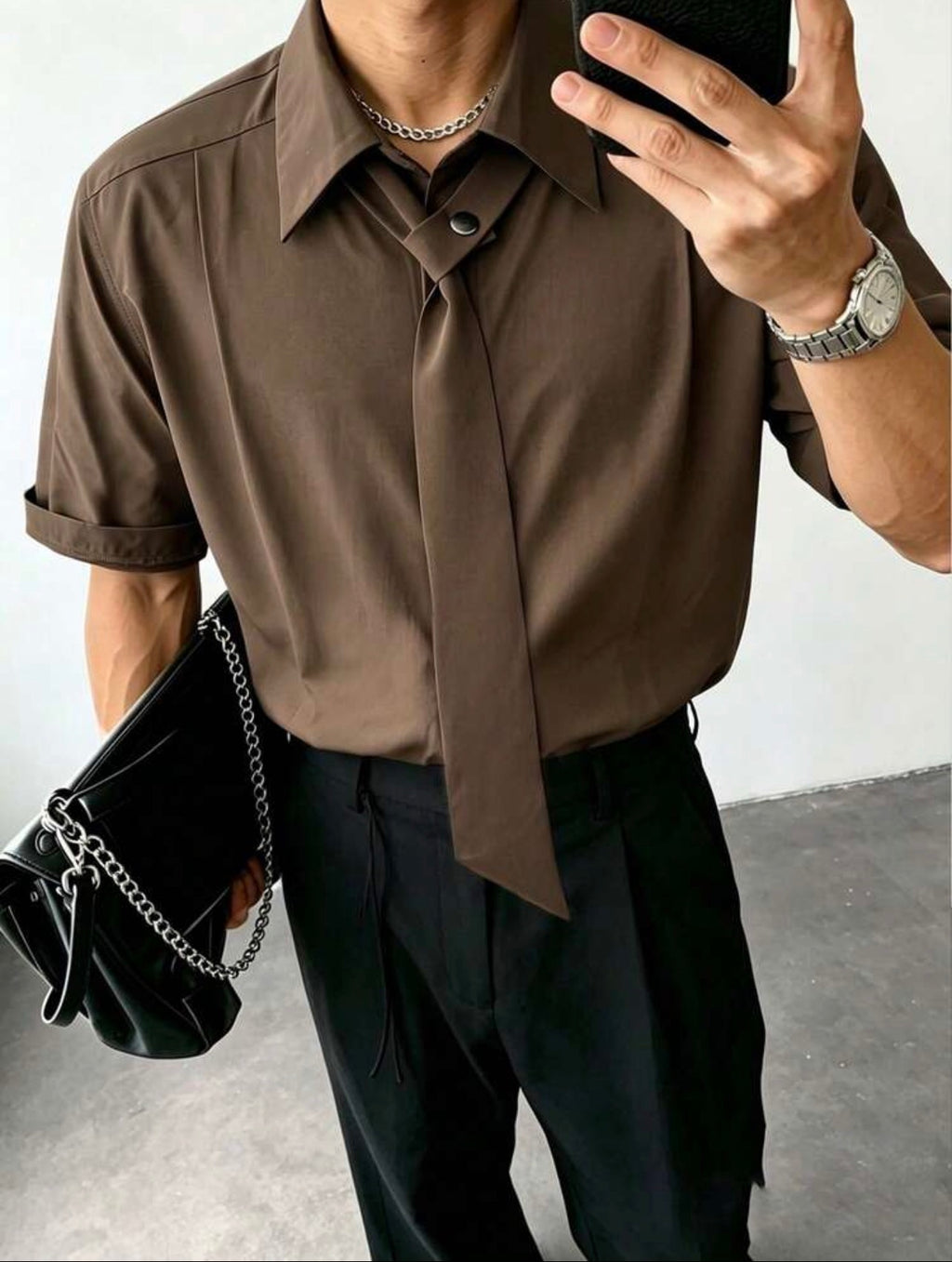 Men’s Solid Color Minimalist Short Sleeve Casual Top – Basic T-Shirt