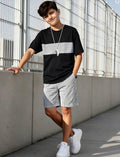 Boys Navy Blue Striped T-Shirt & Loose Shorts Casual Summer Sports Set