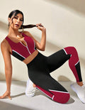 Women’s Colorblock Zip-Up Two-Piece Sports Workout Set