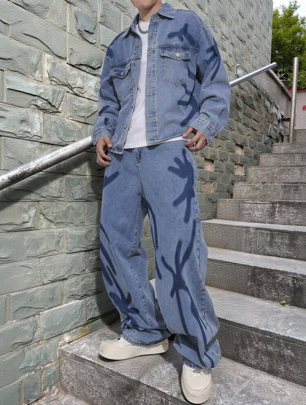 Men’s Denim Jeans Set – Baggy Fit Streetwear Outfit