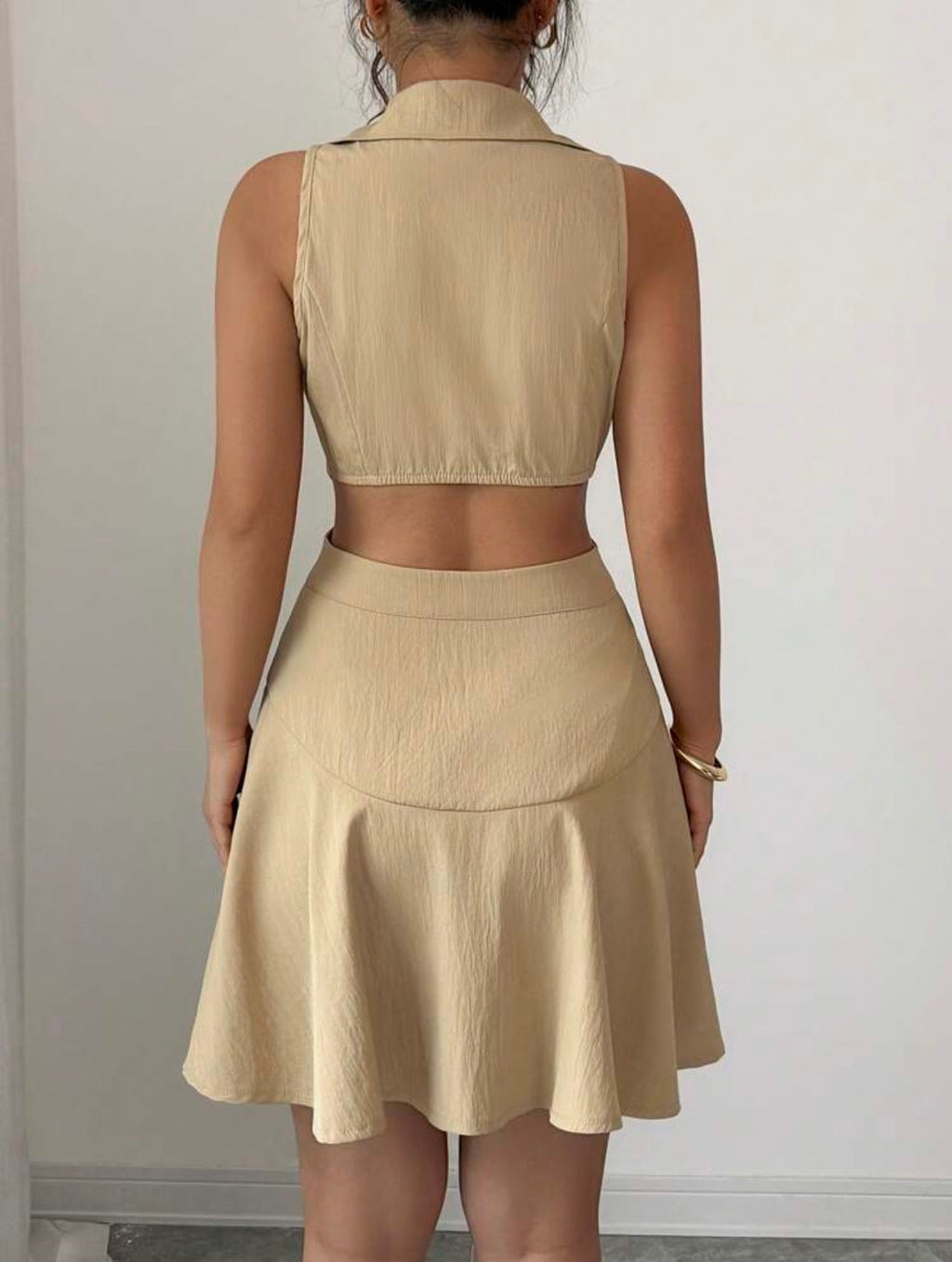 Women’s Double-Breasted Sleeveless Cropped Dress – Casual Summer Commuter Style