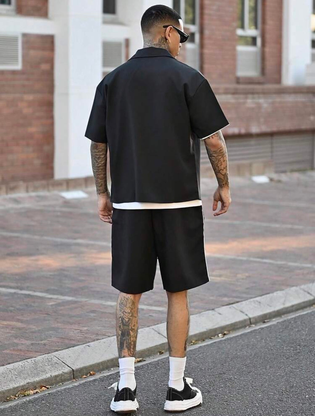 Men’s Star Print Zipper Shirt & Shorts Three-Piece Streetwear Set