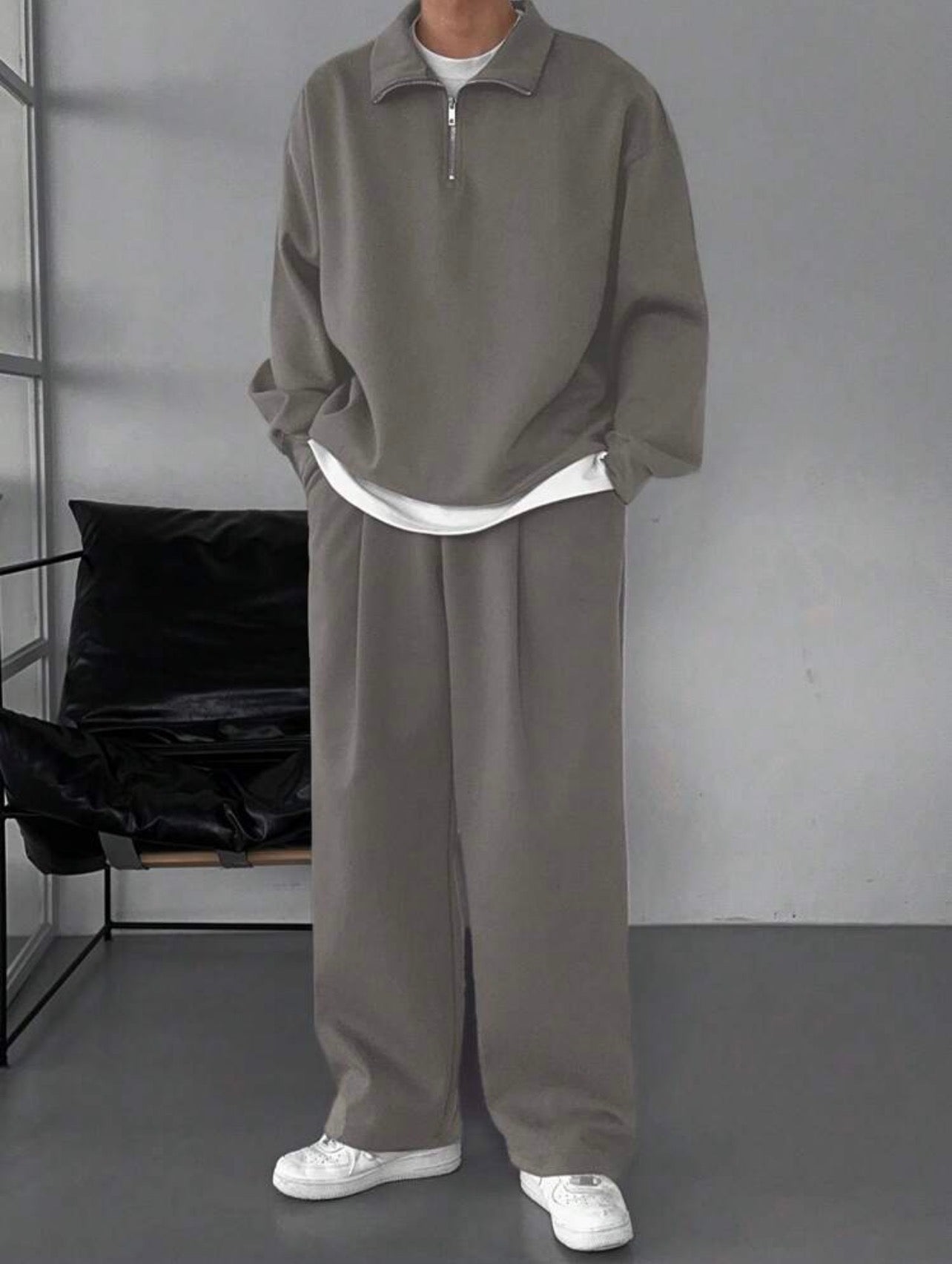 Men’s Fleece Sweatsuit Two-Piece Set – Autumn/Winter Casual Outfit