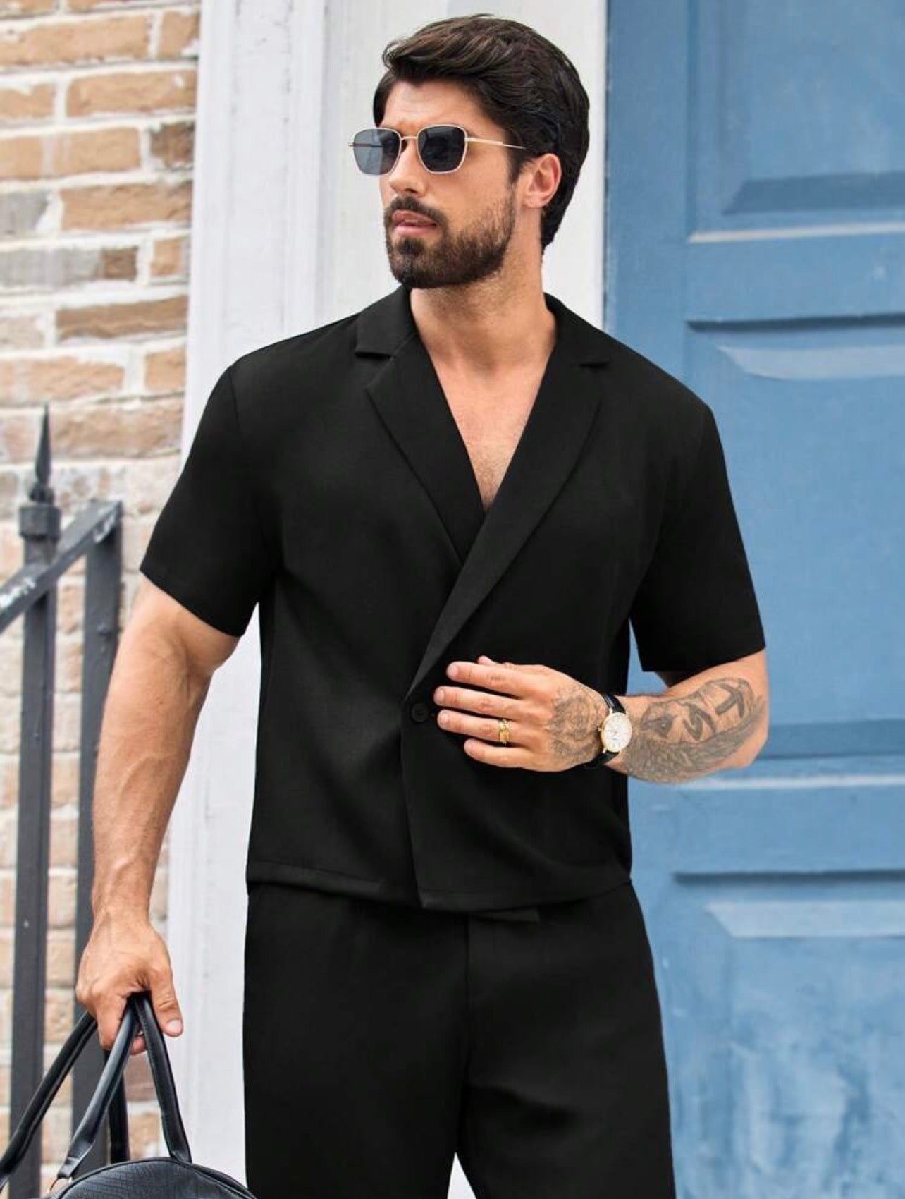 Men’s Drop Shoulder Short Sleeve Shirt Two-Piece Set – Casual Loose Fit Co-Ord