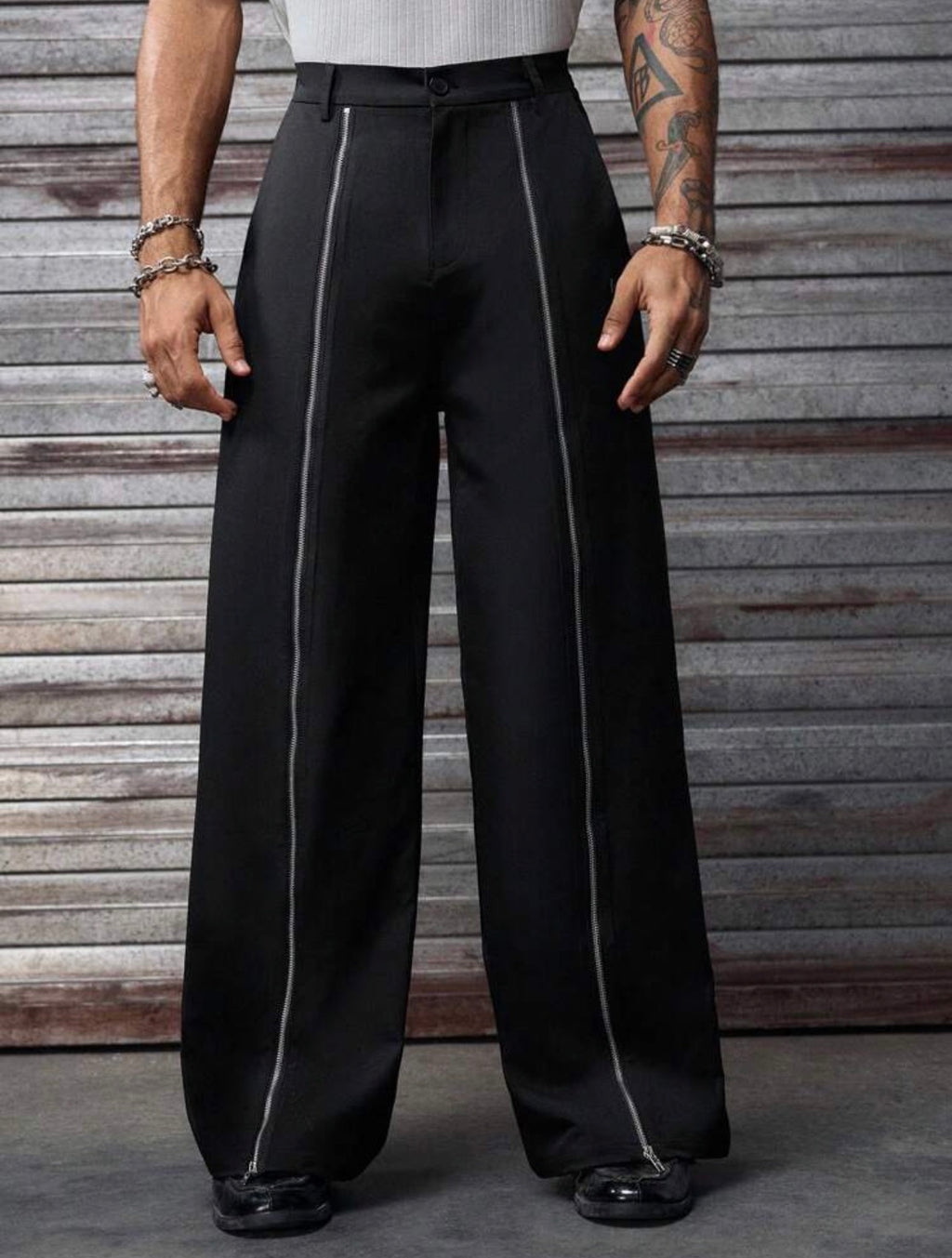 Men’s Zip Decor Loose Wide-Leg Pants – Casual Street Fashion Trousers