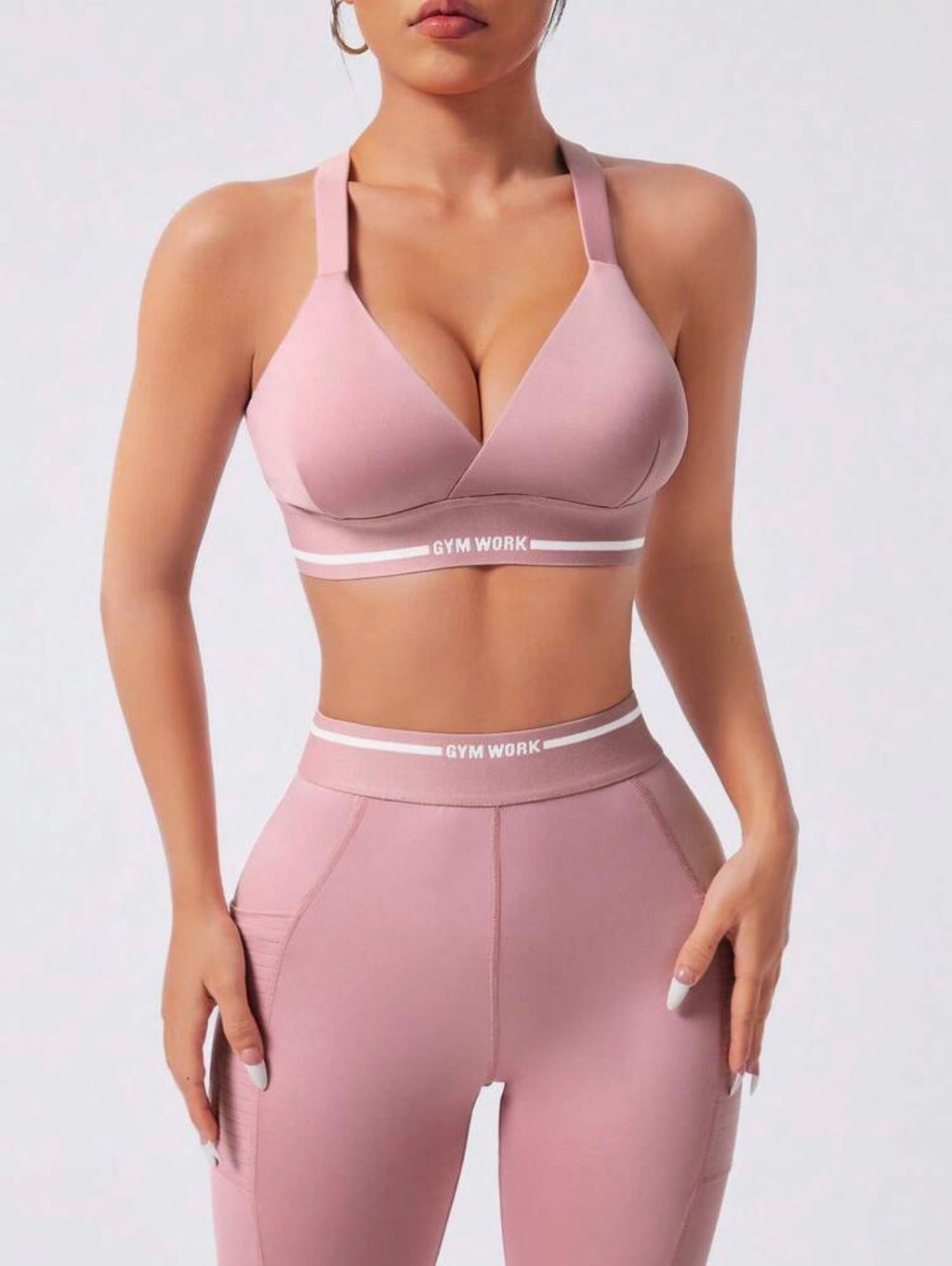 Women’s Letter Print Short Sleeve Top & Pants Workout Set