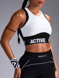 Women’s Letter Print Breathable Sports Bra & Activewear Set for Fitness and Training
