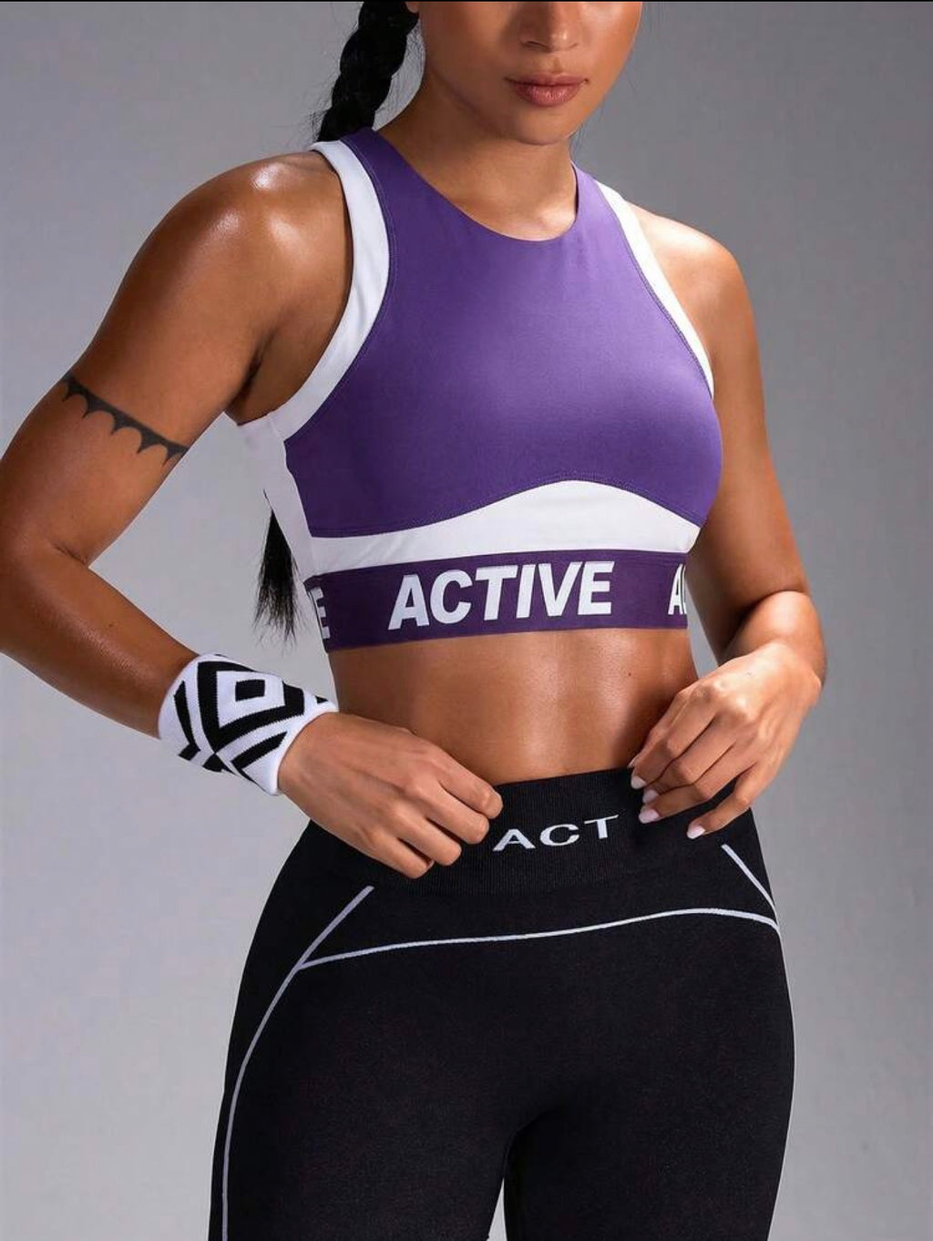 Women’s Letter Print Breathable Sports Bra & Activewear Set for Fitness and Training