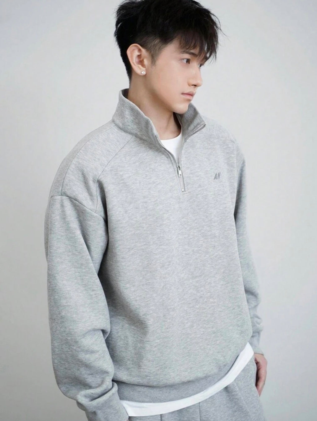 Men’s Solid Color Zip Pullover & Loose Sweatpants Two-Piece Tracksuit Set – Casual Autumn Outfit