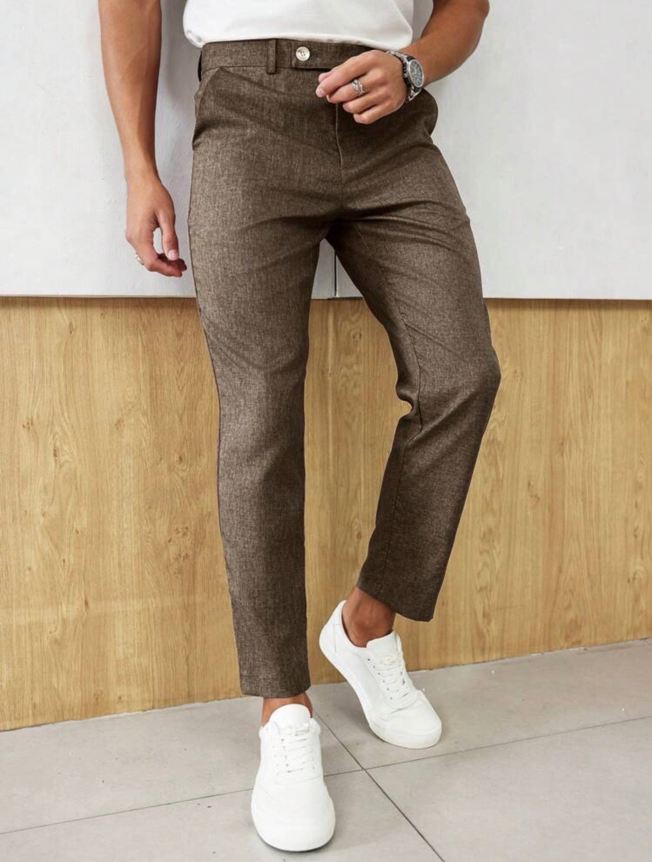 Men’s Minimalist Tapered Suit Pants – Casual Commuter Formal Trousers
