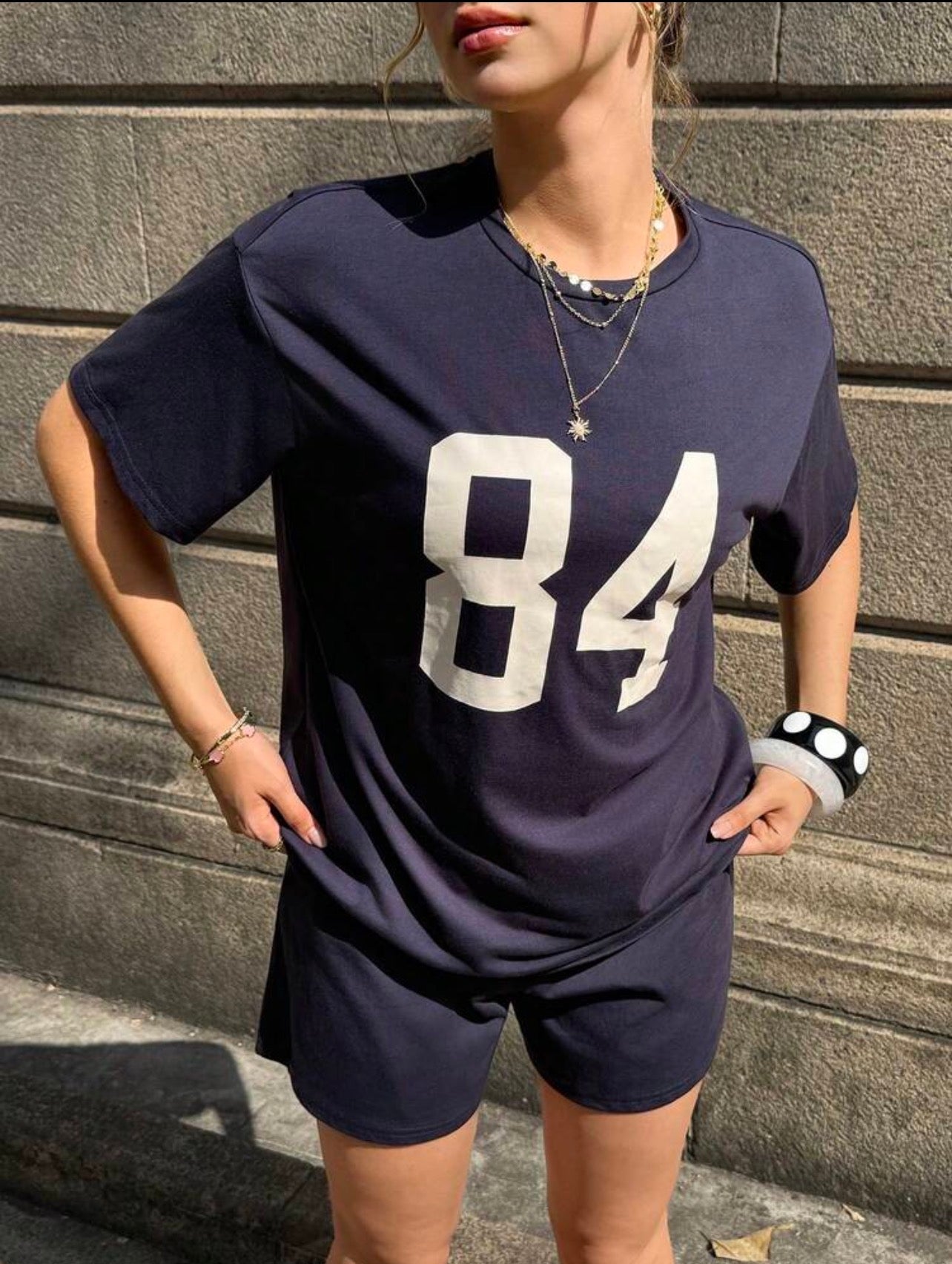 Women’s Vintage Distressed T-Shirt & Shorts Two-Piece Set – Casual Summer Outfit