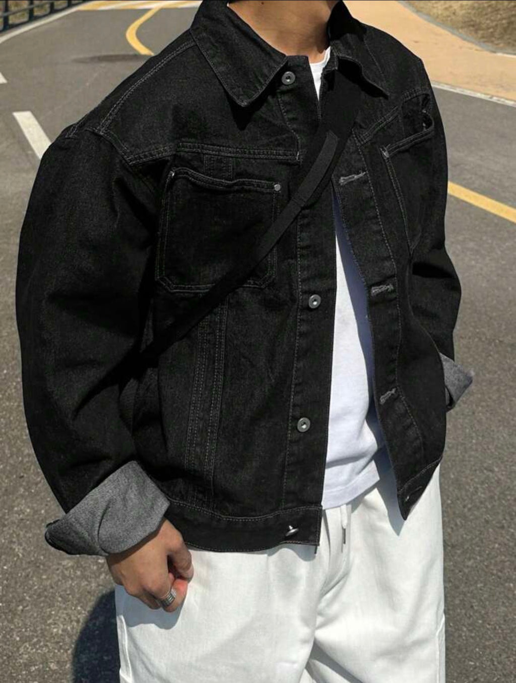 Men’s Plain Color Denim Jacket – Casual Autumn Outerwear
