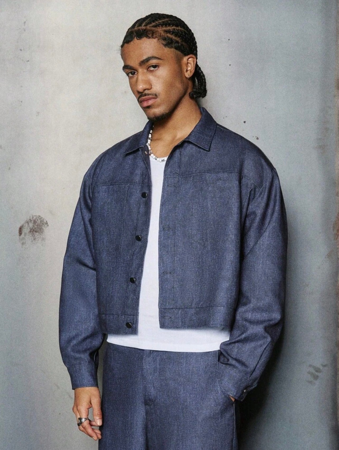 Men’s Long Sleeve Single-Breasted Shirt & Wide-Leg Pants Two-Piece Casual Suit