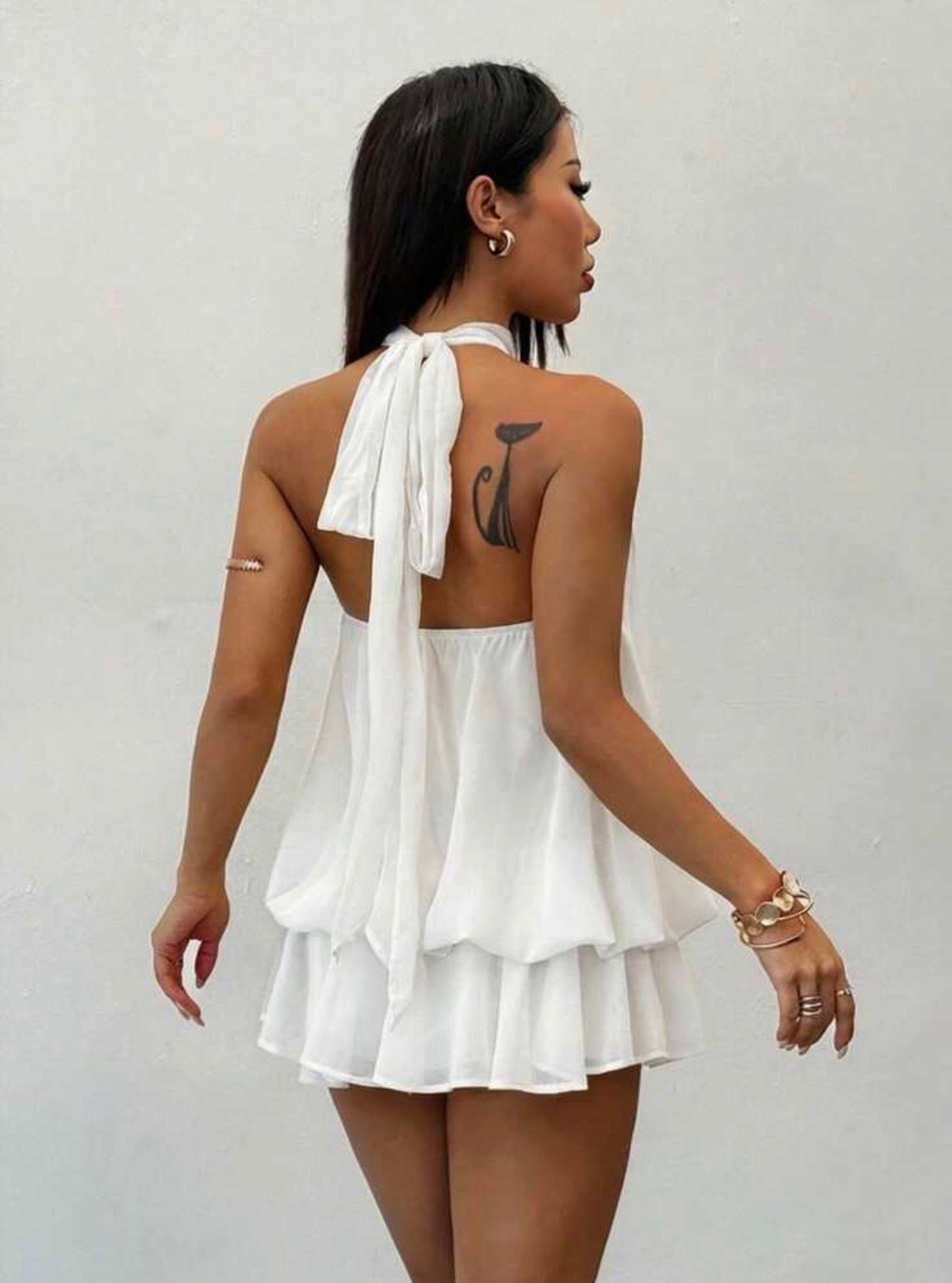 Elegant Sleeveless Tie-Neck Mini Dress for Women – Chic Party & Casual Wear Dress