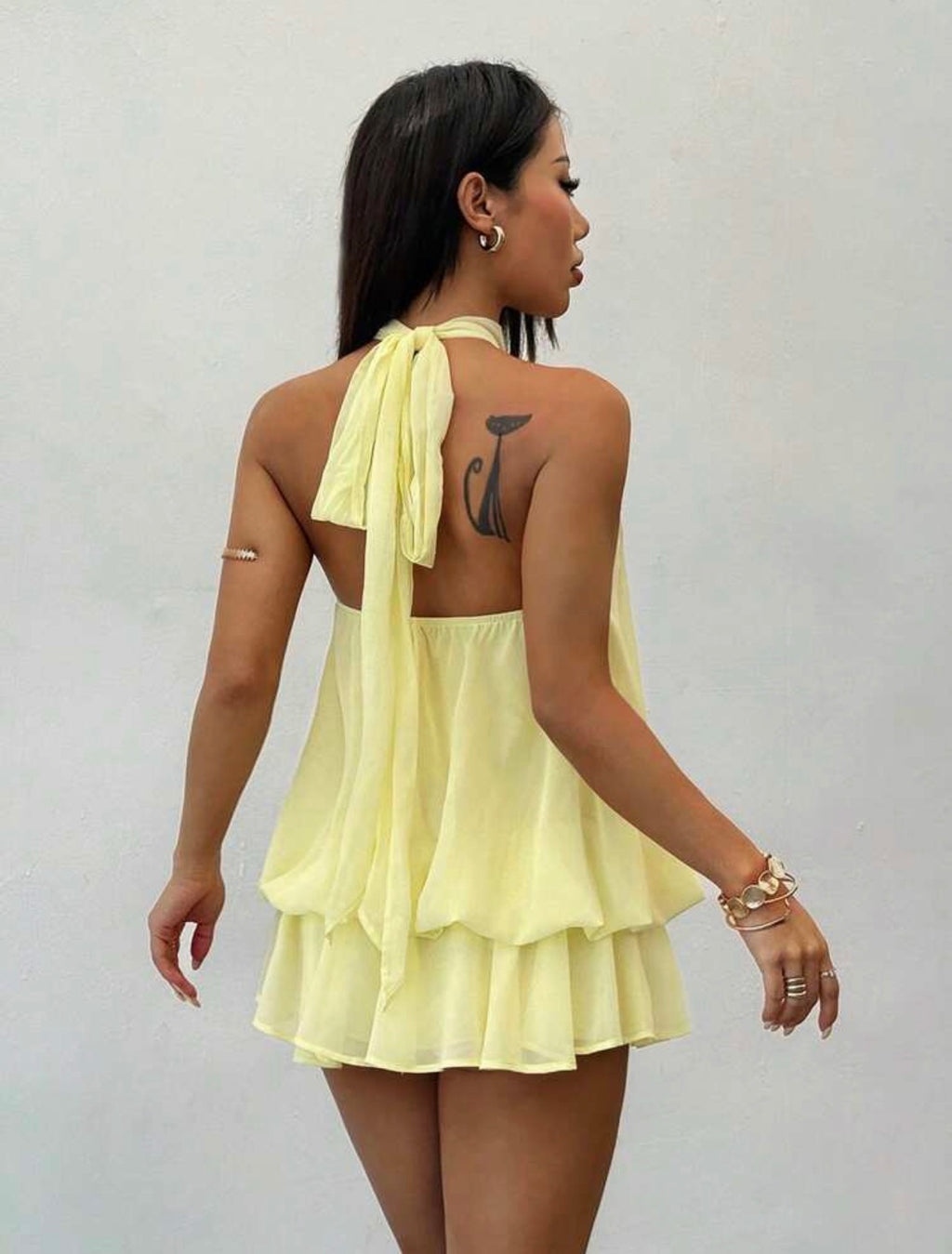 Elegant Sleeveless Tie-Neck Mini Dress for Women – Chic Party & Casual Wear Dress