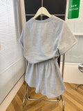 Women’s Rhinestone Decor Loose Fit T-Shirt & Shorts Two-Piece Set – Casual Sport Outfit