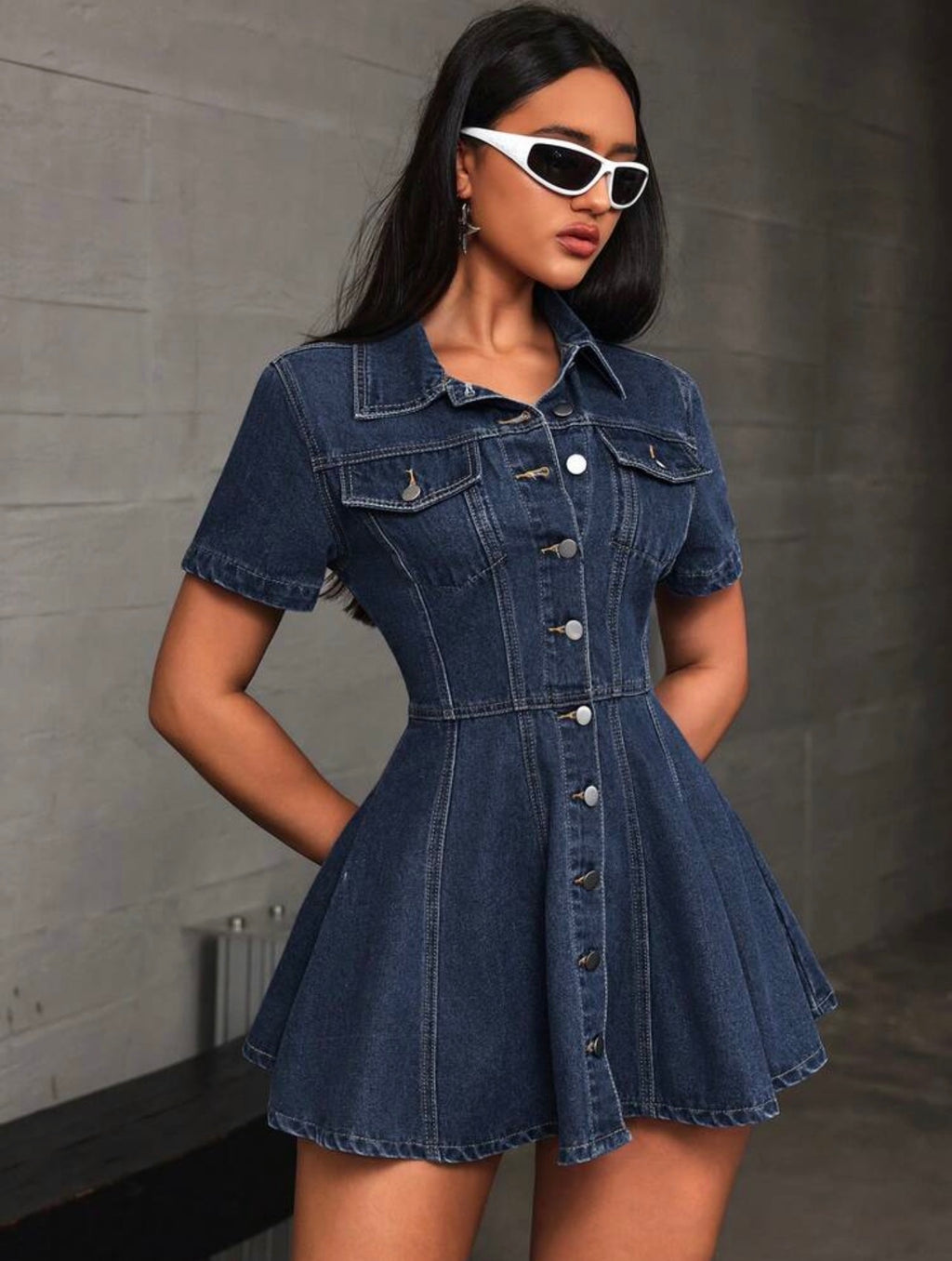 Women’s Casual Minimalist Denim Dress – Fashionable Everyday Wear