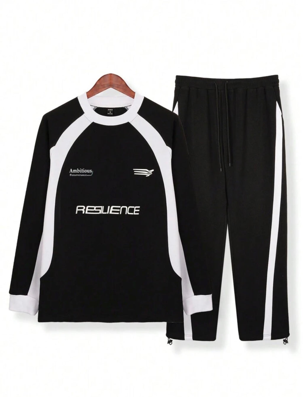 Men’s Letter Print Colorblock Sweatshirt & Joggers Two-Piece Tracksuit Set – Casual Streetwear Outfit
