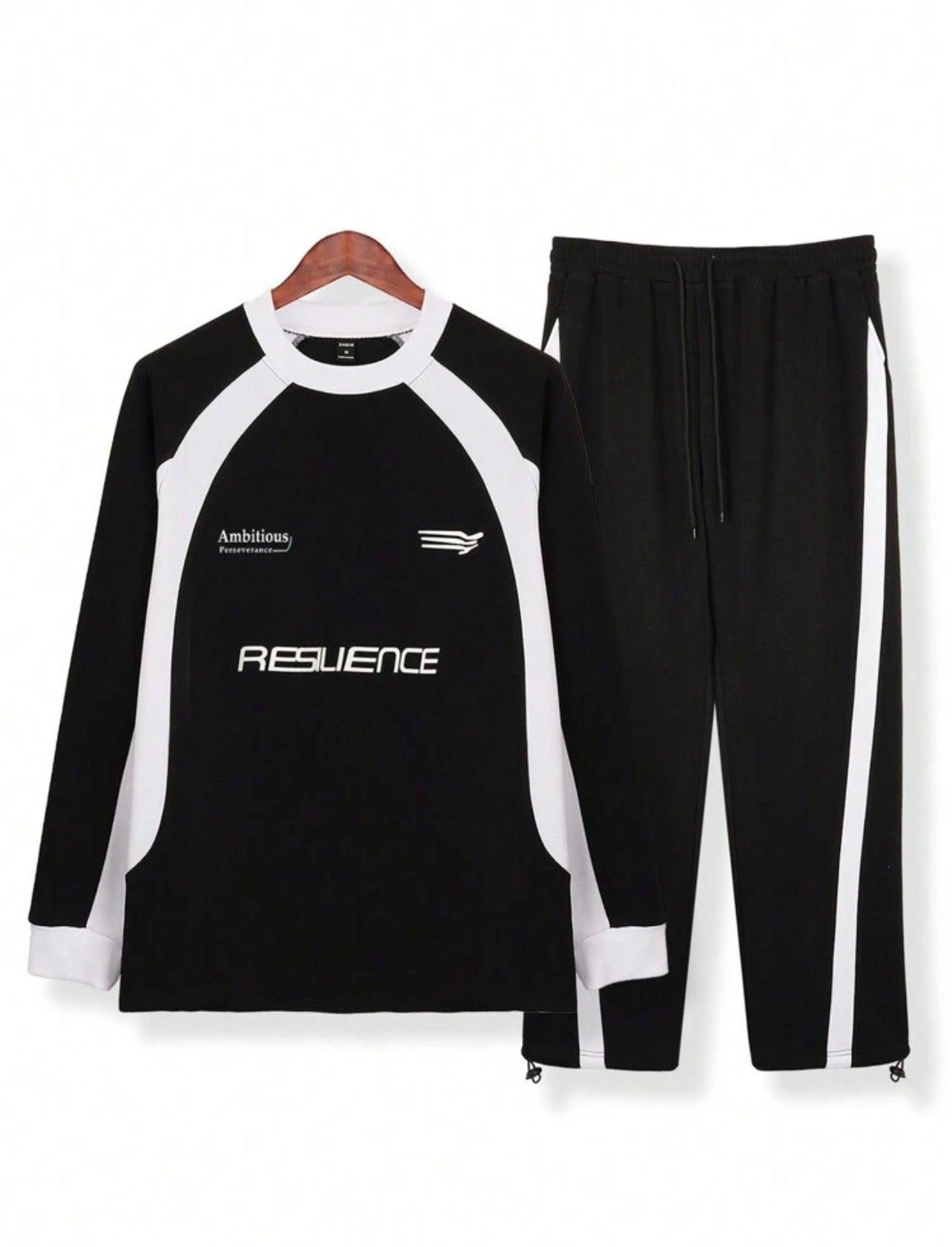 Men’s Letter Print Colorblock Sweatshirt & Joggers Two-Piece Tracksuit Set – Casual Streetwear Outfit