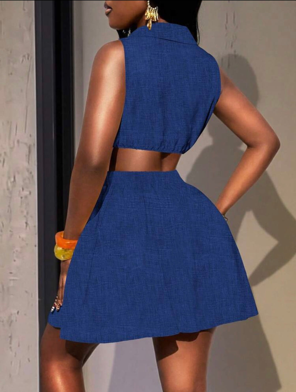 Women’s Elegant Sleeveless Lapel A-Line Dress with Asymmetrical Hem & Metal Buckle Detail