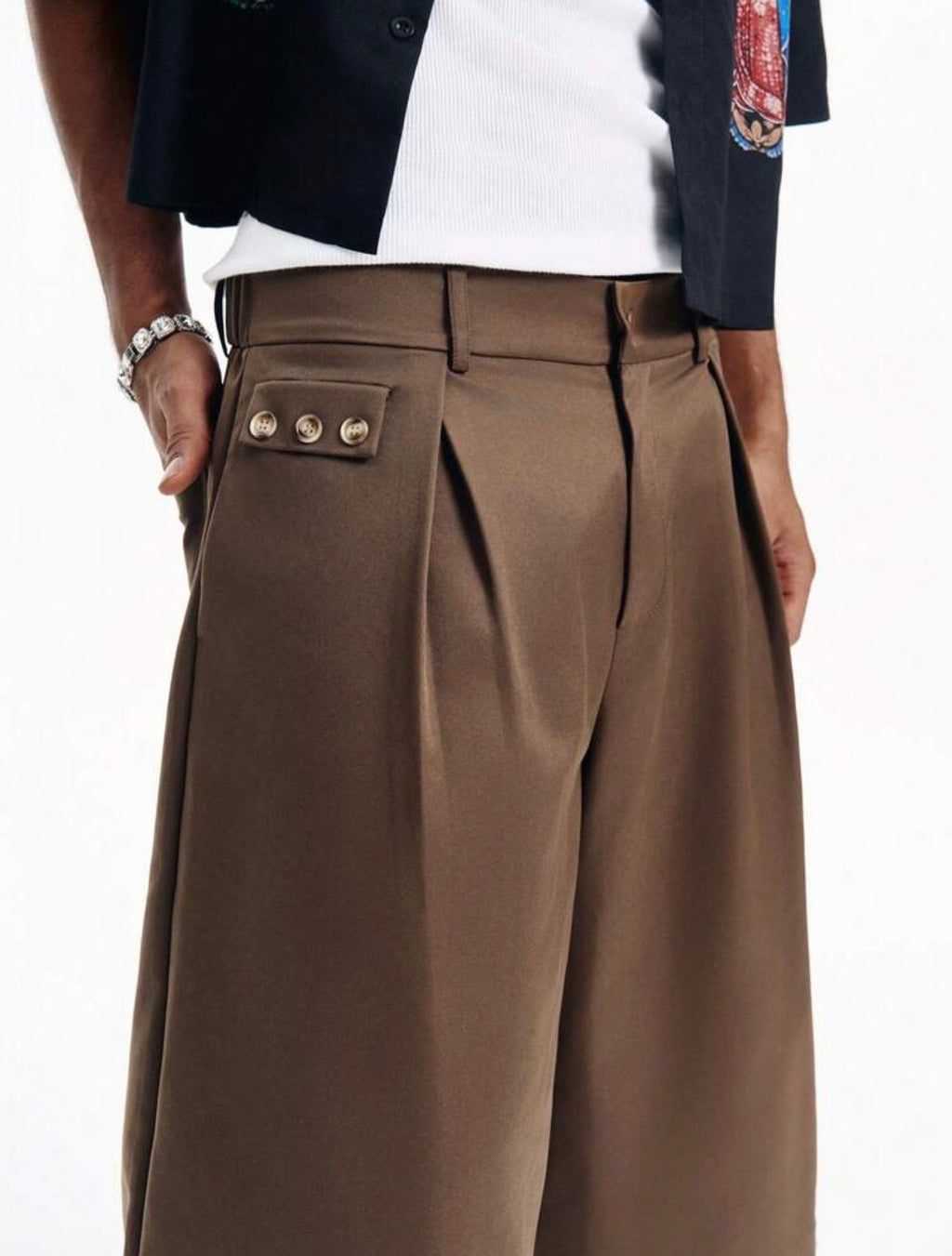 Men’s Solid Color Wide Leg Drawstring Pants – Loose Fit Casual Trousers