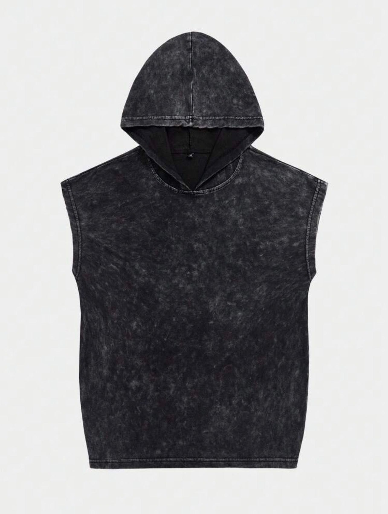 Men’s Hooded Sleeveless Washed Vintage Vest & Shorts Two-Piece Set – Casual Streetwear Outfit