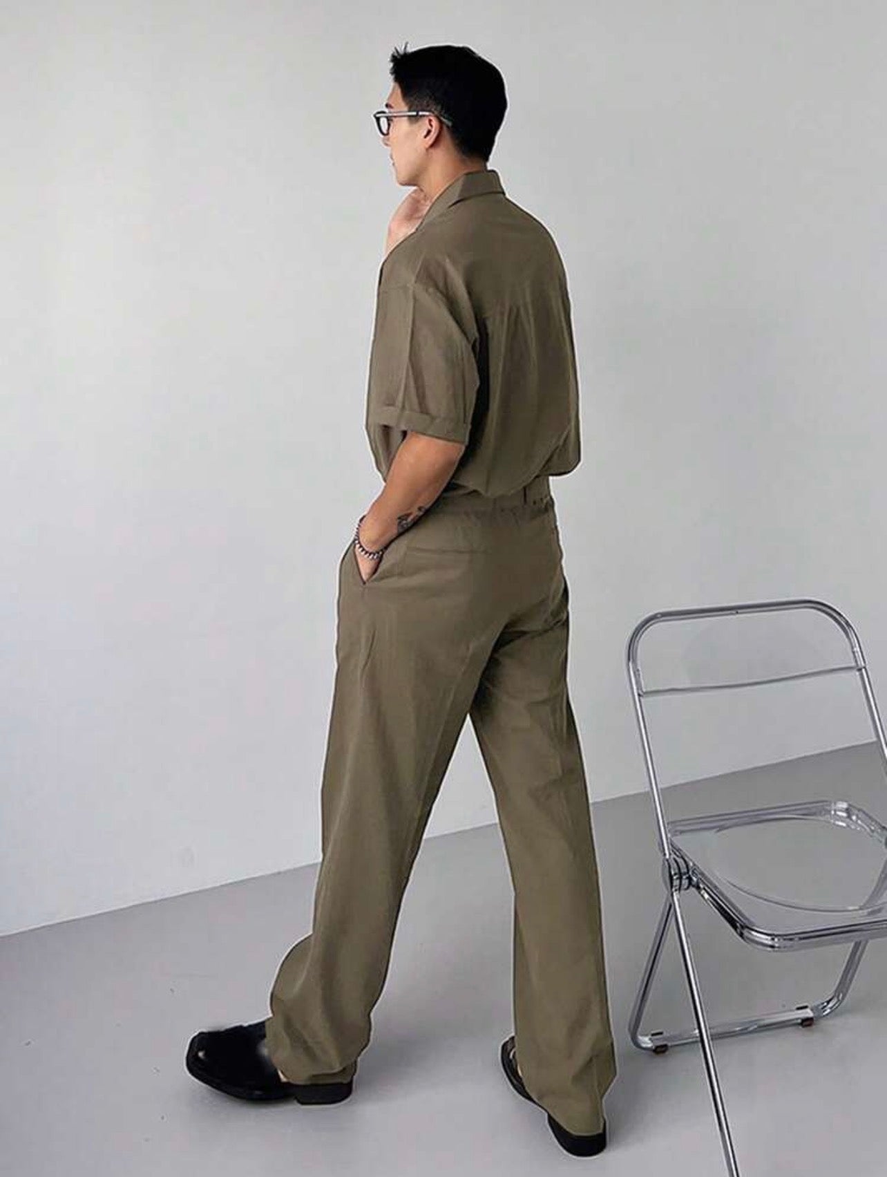 Men’s Short Sleeve Shirt & Pants Two-Piece Set – Casual Summer Outfit
