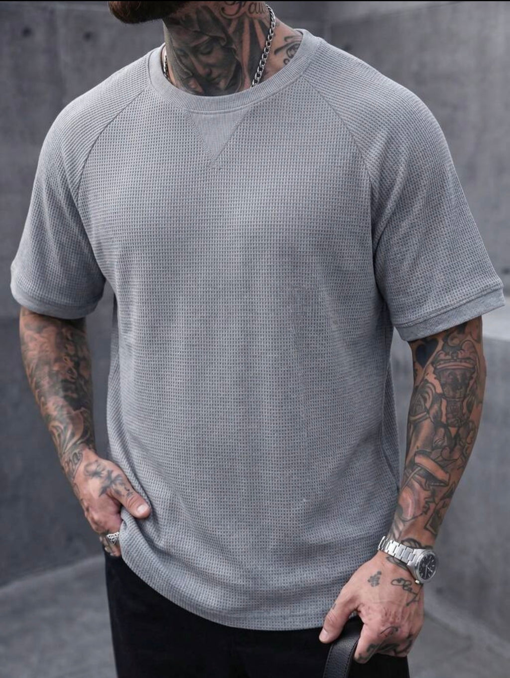Men’s Minimalist Dropped Shoulder Short Sleeve T-Shirt – Casual Daily Commute Top