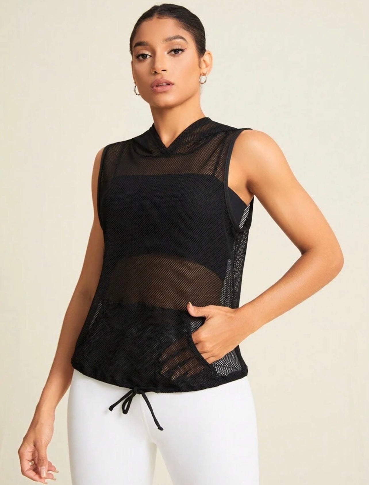 Women’s Cut-Out Drop Shoulder Workout Tank Top