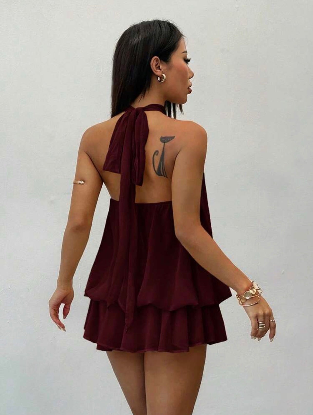 Elegant Sleeveless Tie-Neck Mini Dress for Women – Chic Party & Casual Wear Dress