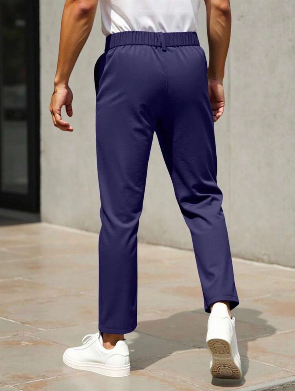 Men’s Vertical Striped Tapered Suit Pants – Business Casual Formal Trousers