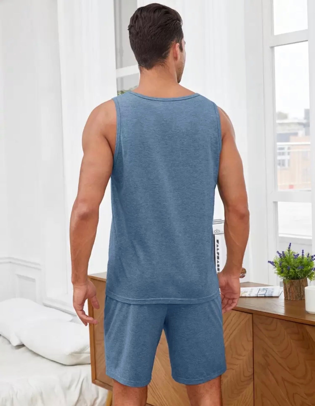 Men’s Graphic Letter Print Pajama Set, Comfortable Sleepwear Loungewear Two-Piece Set.