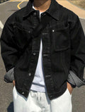Men’s Plain Color Denim Jacket – Casual Autumn Outerwear