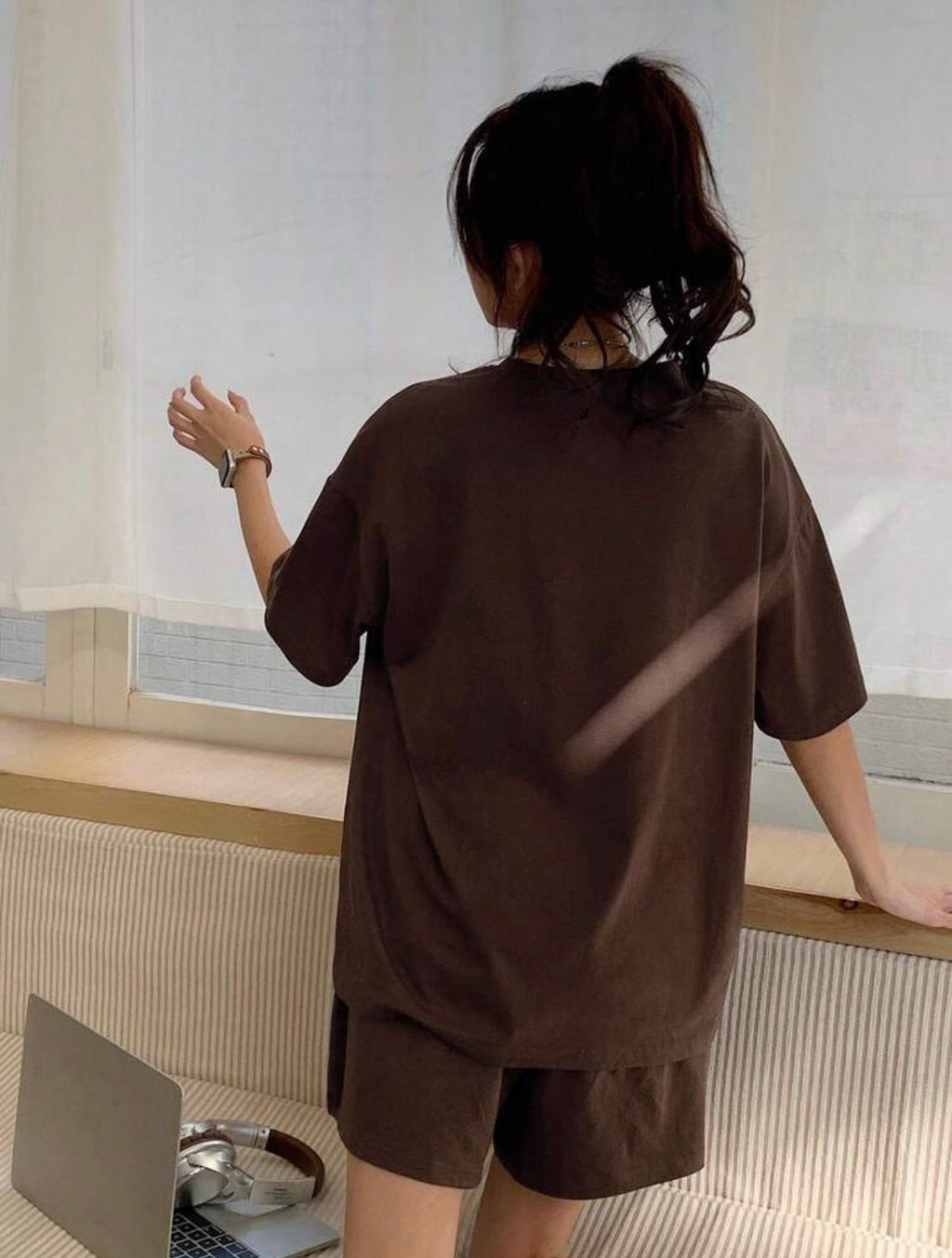 Women’s Printed Loose Fit Short Sleeve Pajama Two-Piece Set