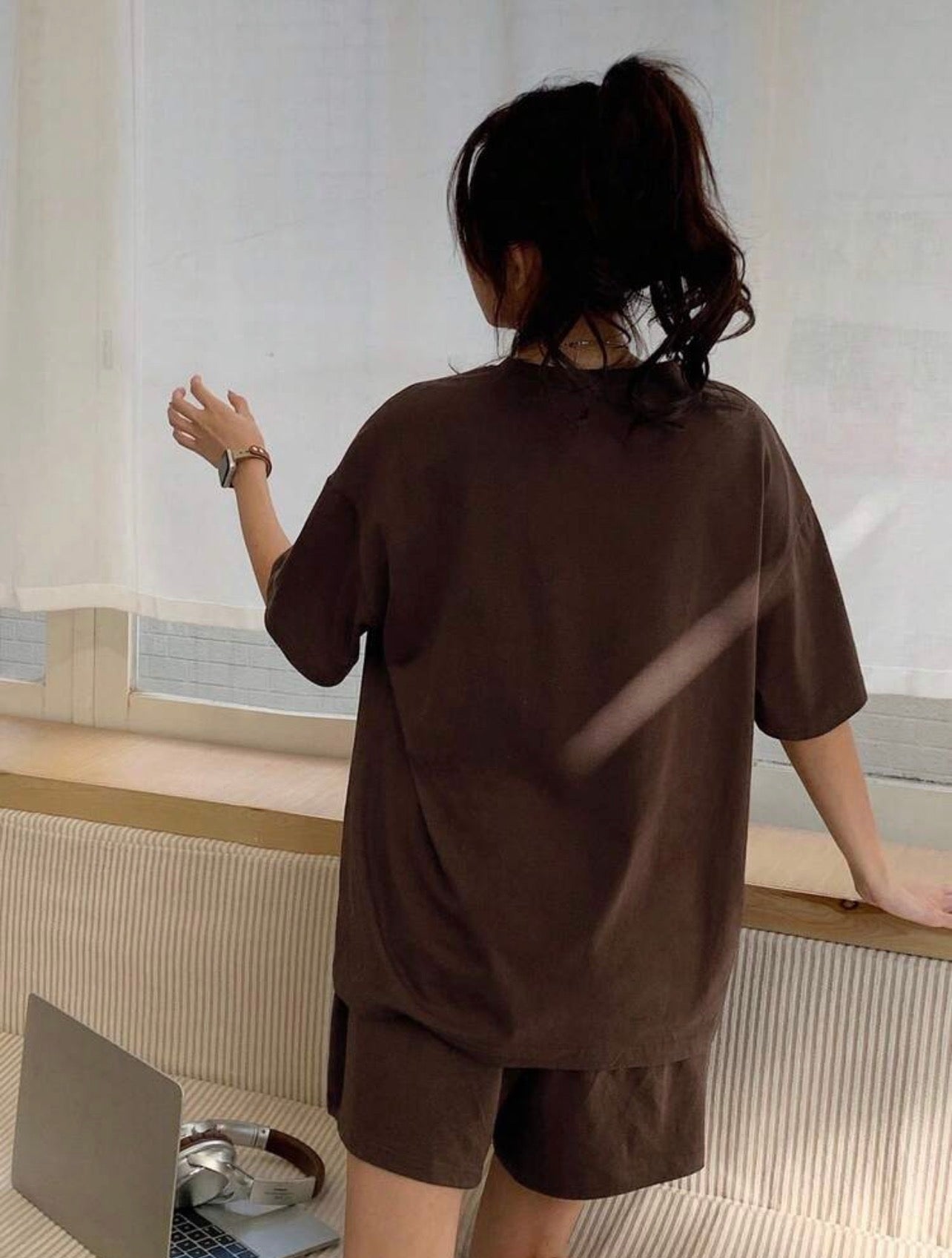 Women’s Printed Loose Fit Short Sleeve Pajama Two-Piece Set