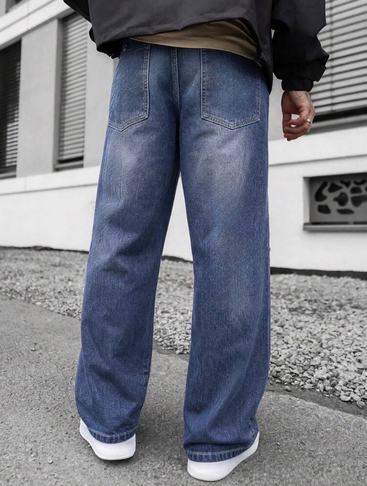 Men’s Distressed Wide Leg Jeans – Youthful Streetwear Denim Pants