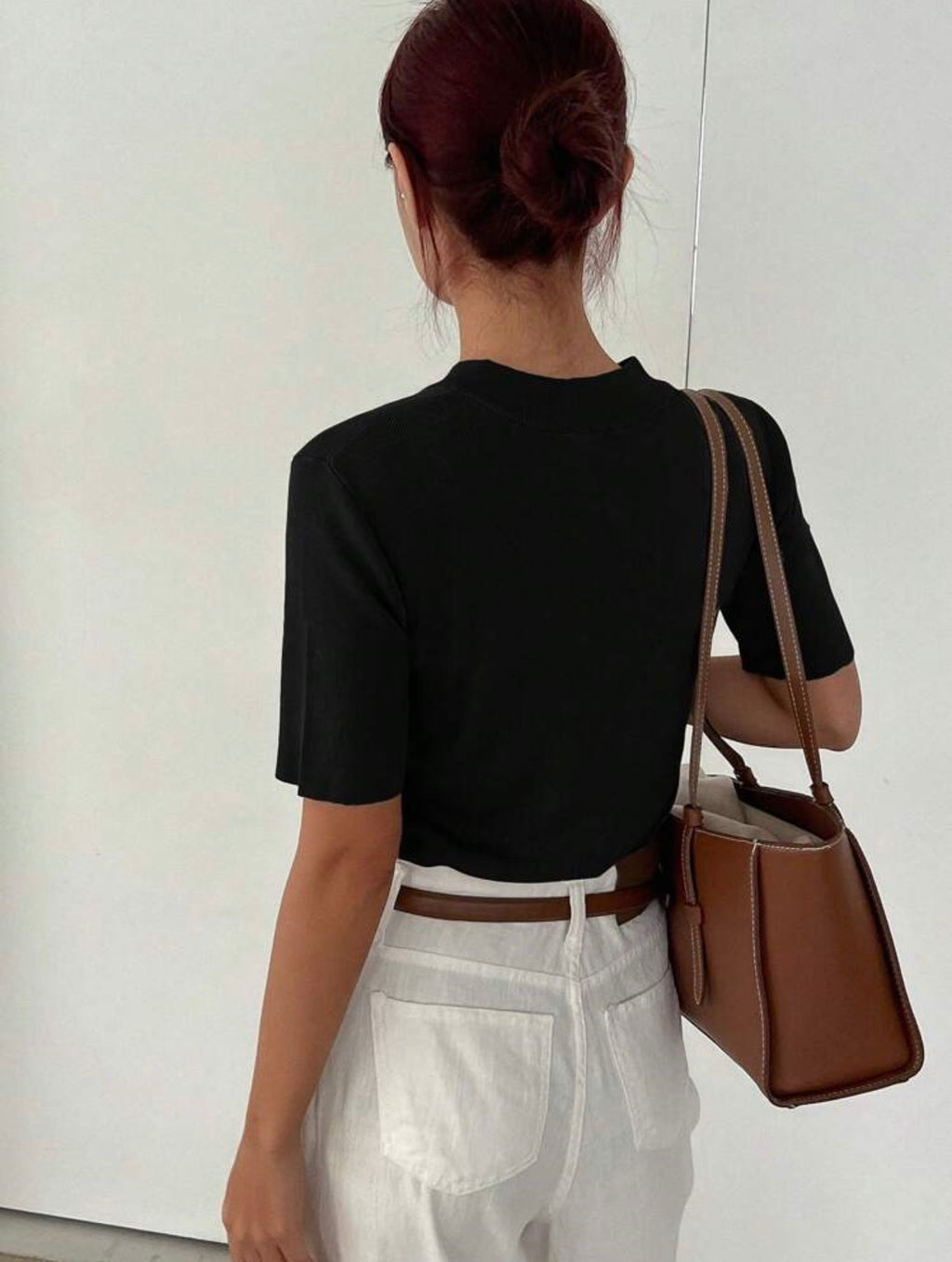 Women’s Business Casual Stand Collar Short Sleeve Knit Pullover Top