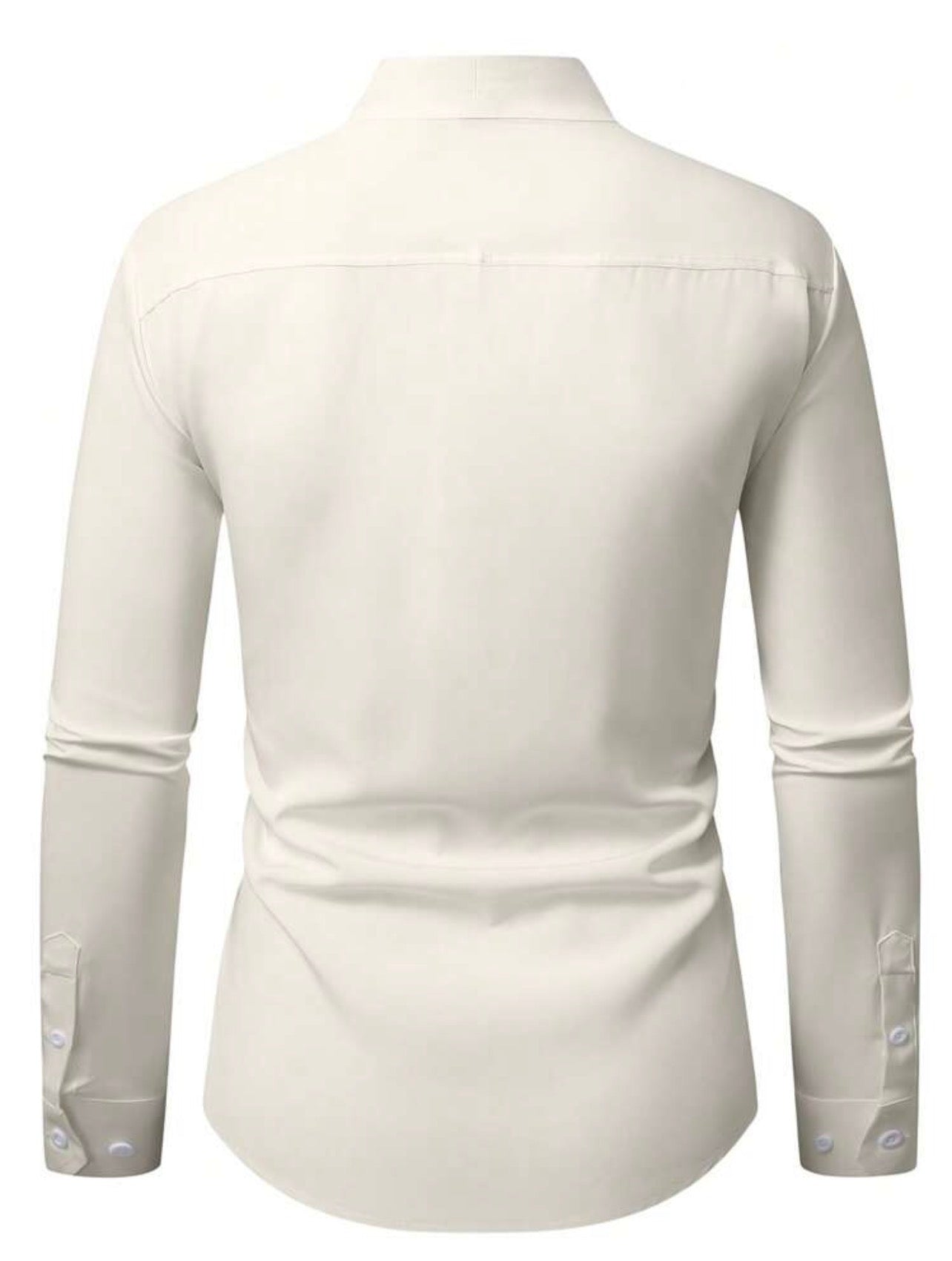 Men’s Solid Color Button-Front Long Sleeve Casual Business Shirt – Zip Detail Formal Style Top