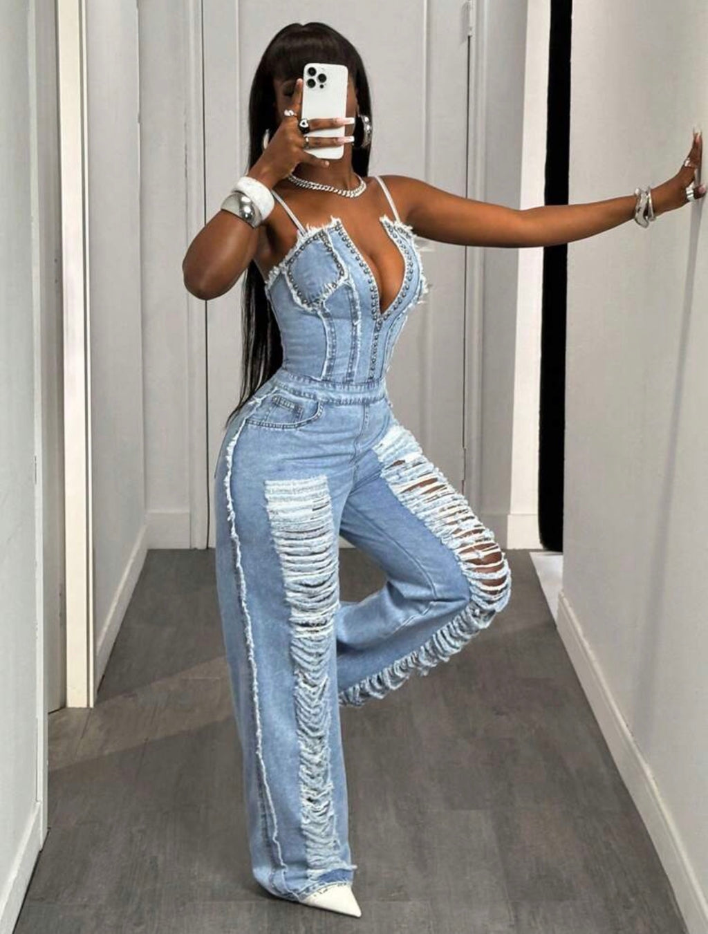 Women’s Sexy Denim Suspender Jumpsuit – Casual Party One-Piece Outfit