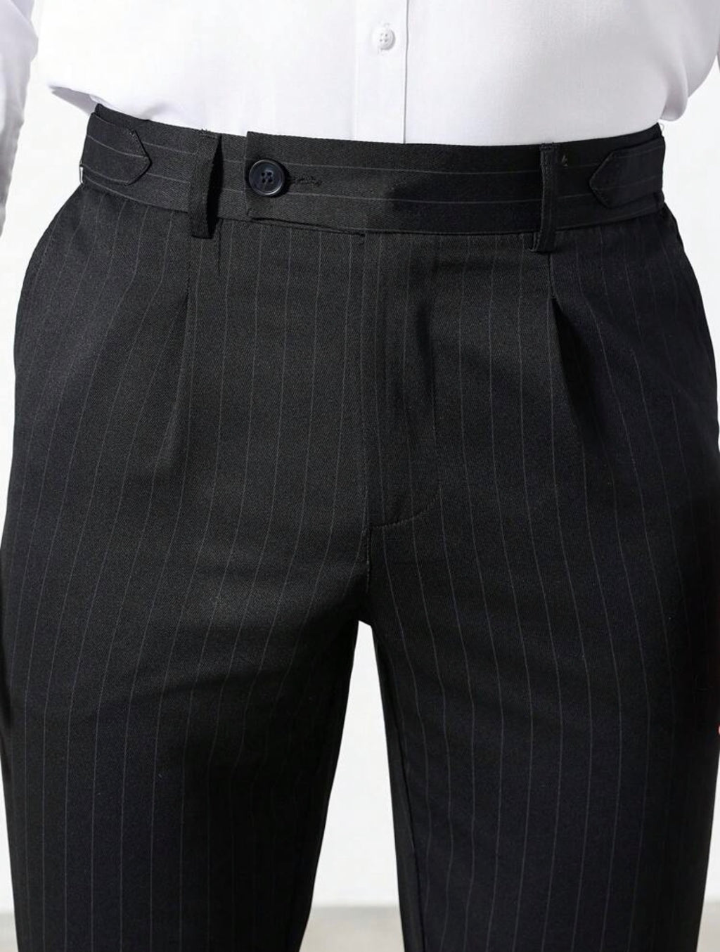 Men’s Vertical Striped Tapered Suit Pants – Business Casual Formal Trousers