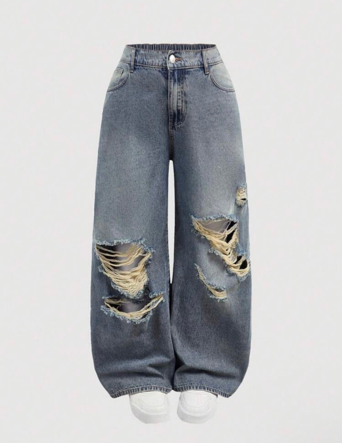 💙 MOD Plus Size Baggy Ripped Wide Leg Jeans