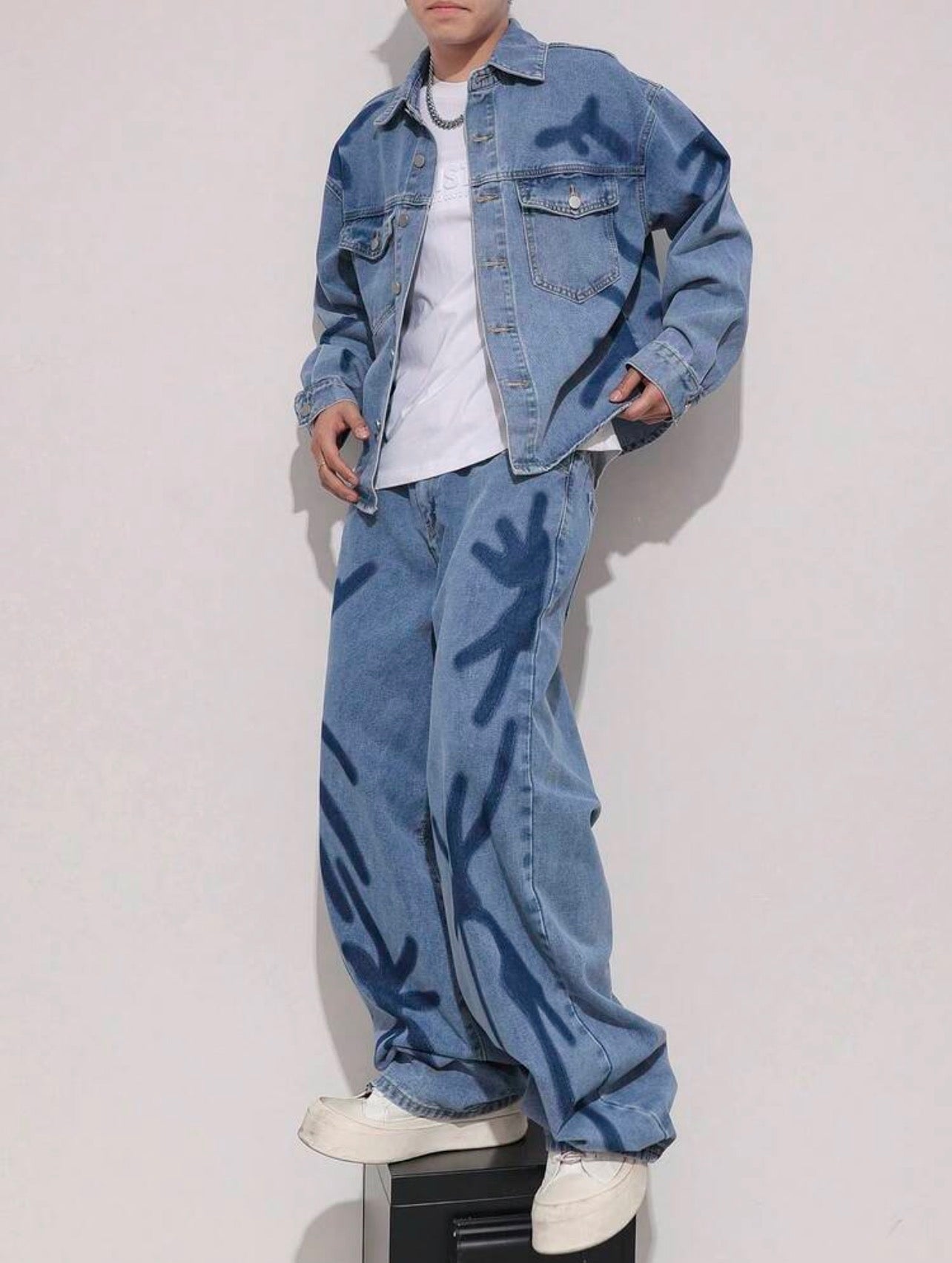 Men’s Denim Jeans Set – Baggy Fit Streetwear Outfit